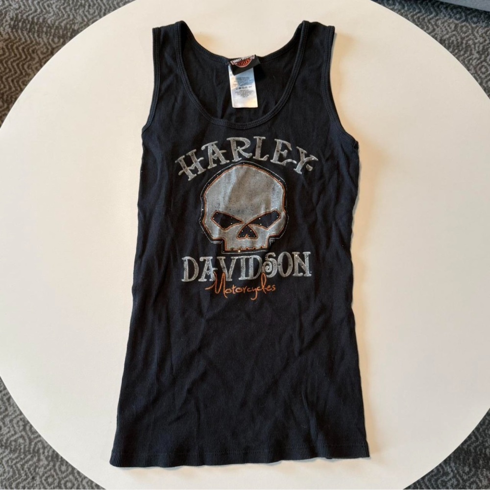 Harley-Davidson Black Tank Top with Skull Design